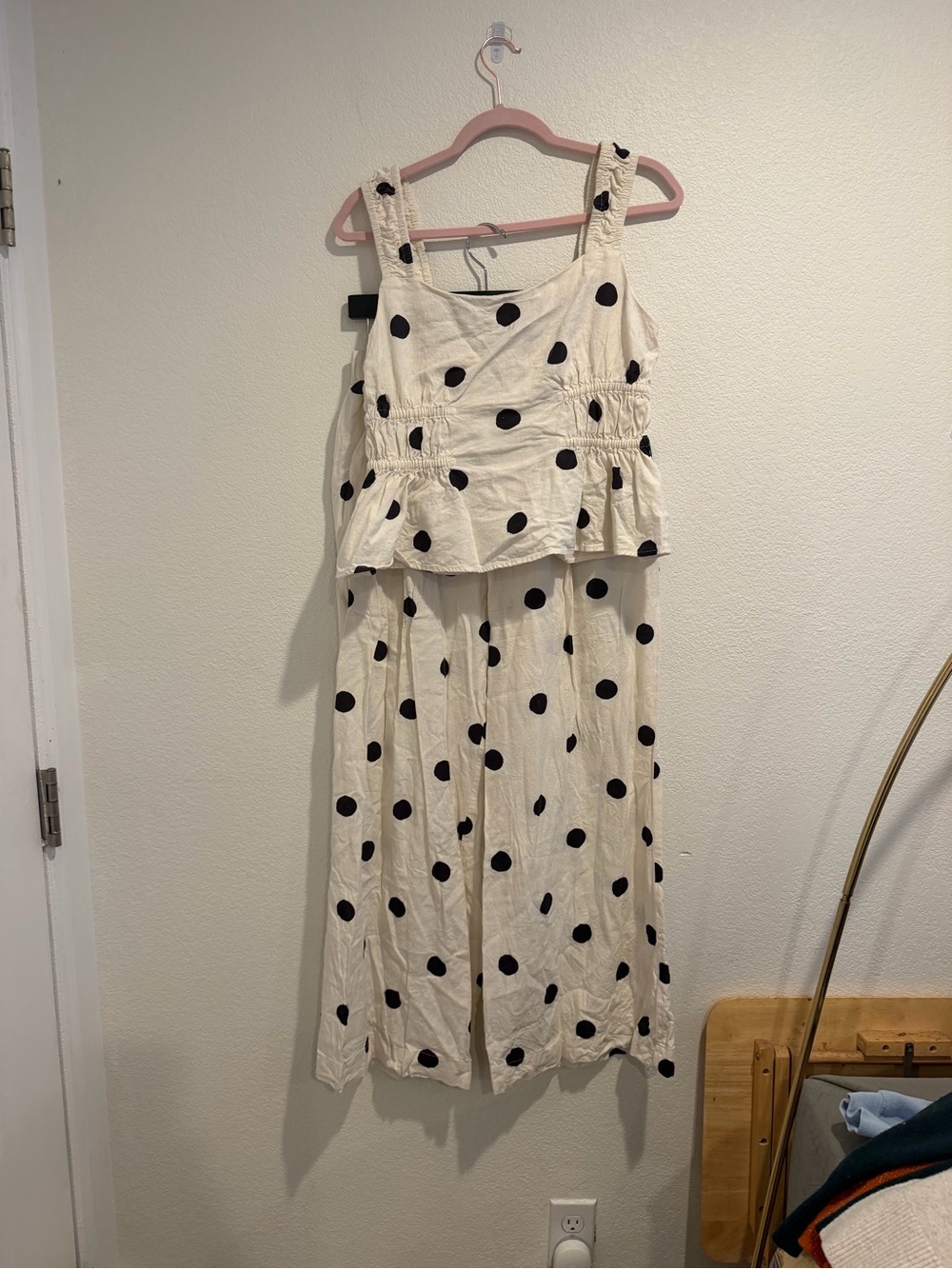 A New Day Polka Dot Two Piece Set Tank Wide Leg Pants Size M